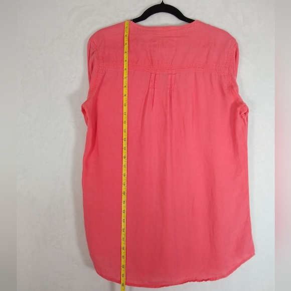 I ❤️ Linen Coral Pink Button-Up Blouse LG US 10, Long Sleeves - Picture 9 of 9